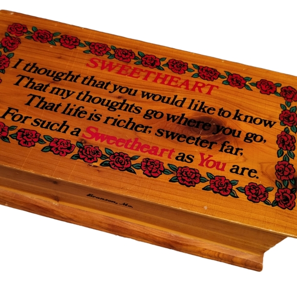 Mid-Century Cedar Keepsake Box w/Sweetheart Poem for What-Nots, Souvenirs, etc - Picture 7 of 7